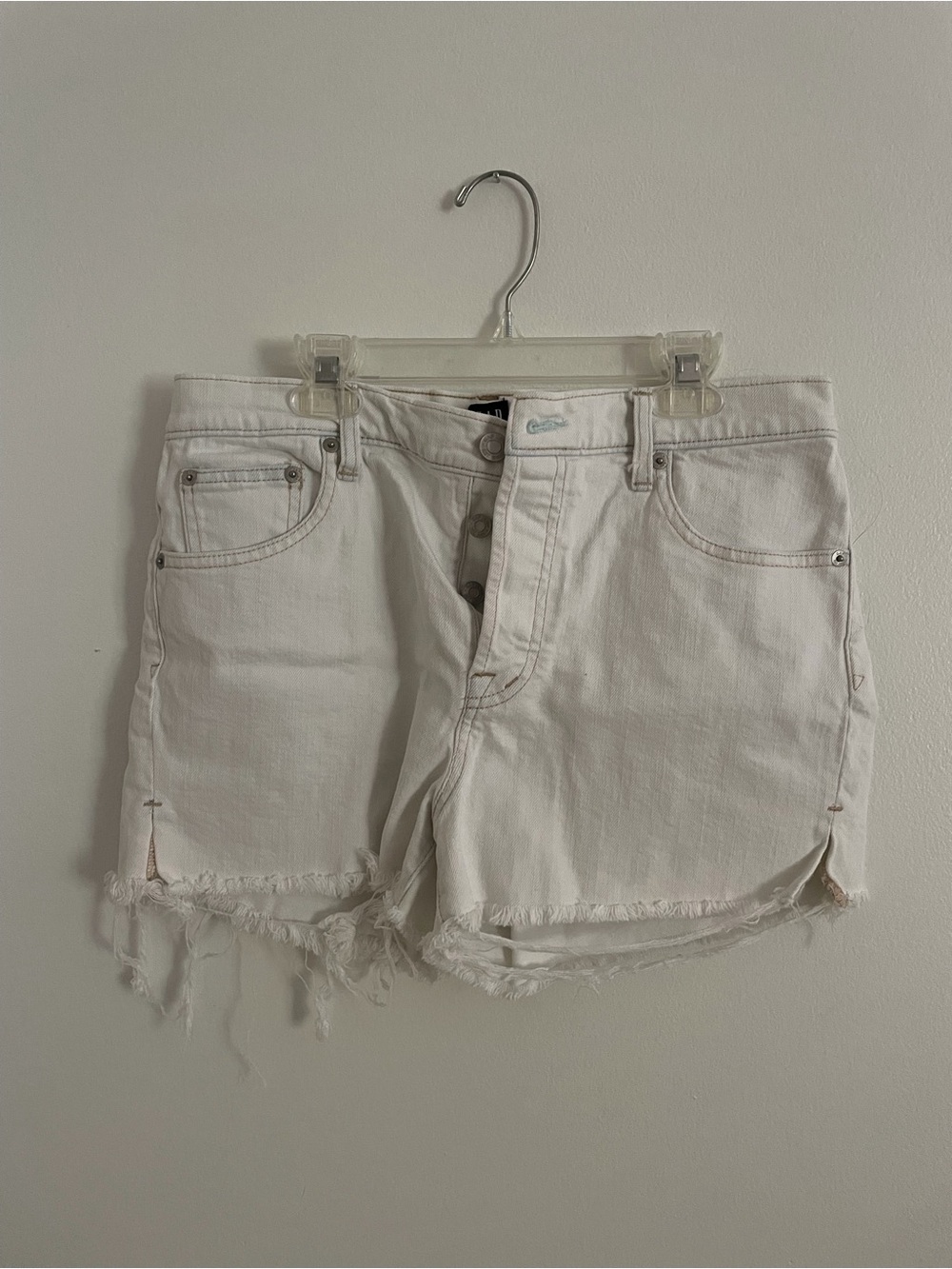 GAP White Distressed Denim Shorts